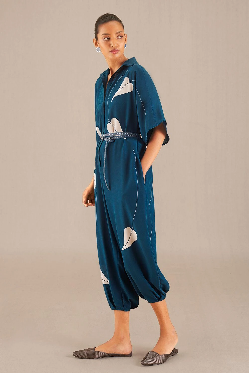 AMPM Camille Botanical Green Linen Jumpsuit 2 AMPM Camille Botanical Green Linen Jumpsuit - Image 2