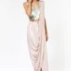 431-88 By Shweta Kapur Metallic Pink Satin Foil Drape Sari