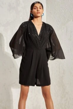Namrata Joshipura Black Metallic Quad Batwing Playsuit -Echo Clothing Store 1532023nj53 3