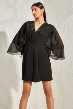 Namrata Joshipura Black Metallic Quad Batwing Playsuit -Echo Clothing Store 1532023nj53 4