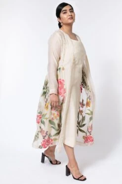 Half Full Curve Ecru Embroidered Overlay & Slip Dress -Echo Clothing Store 153hfc18 3