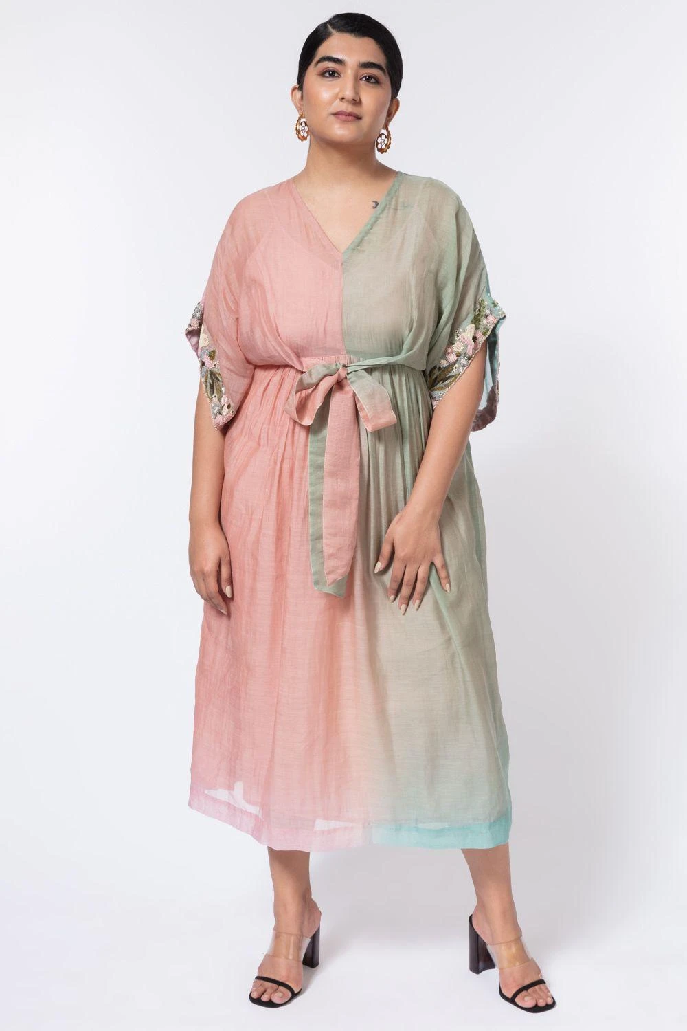 Half Full Curve Floral Tie Up Midi Dress 1 Half Full Curve Floral Tie Up Midi Dress