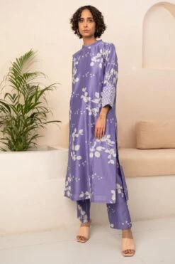 Arcvsh By Pallavi Singh Ivory Floral Printed Tunic Set