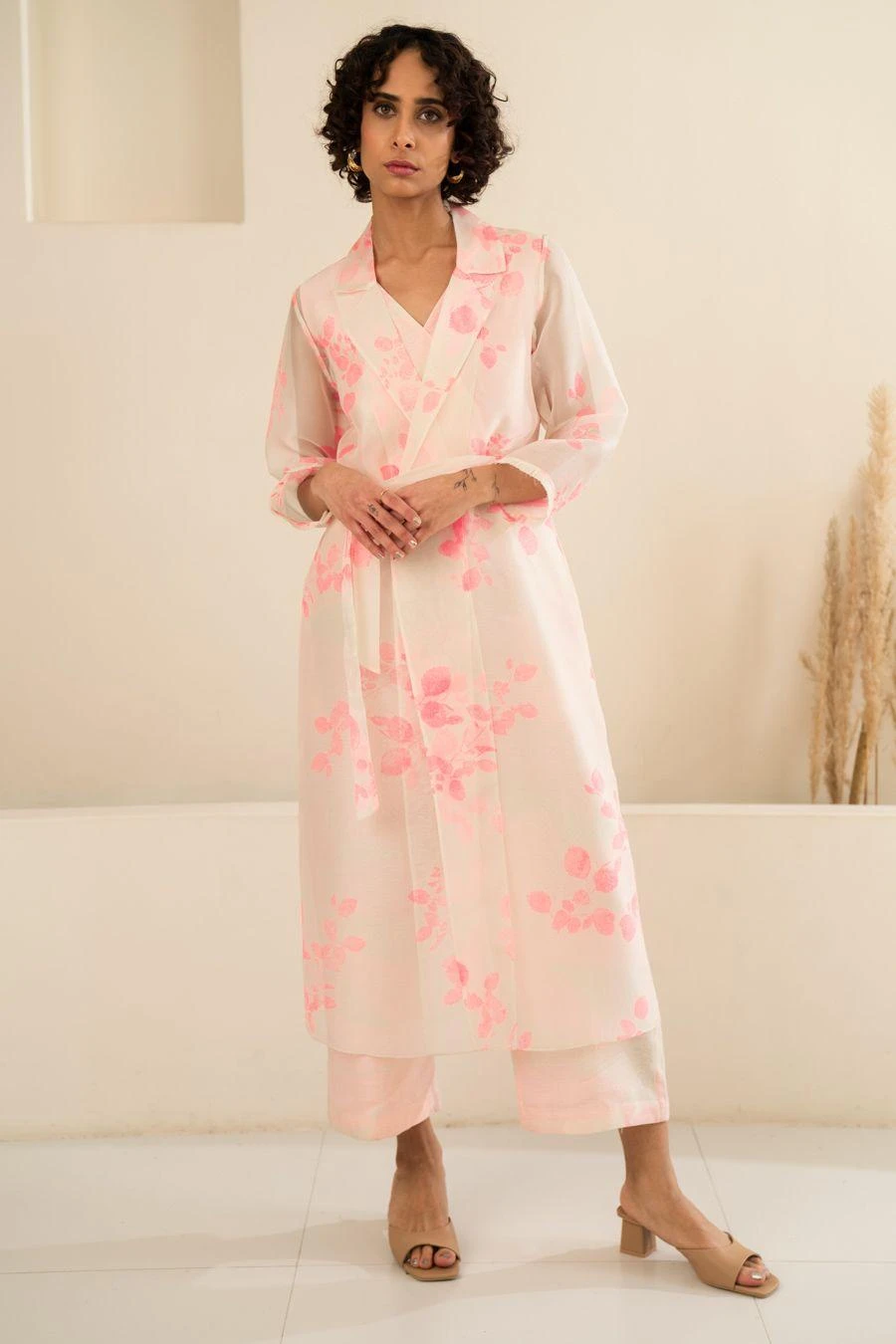 Arcvsh By Pallavi Singh Pink Petal Printed Jacket & Jumpsuit 1 Arcvsh By Pallavi Singh Pink Petal Printed Jacket & Jumpsuit