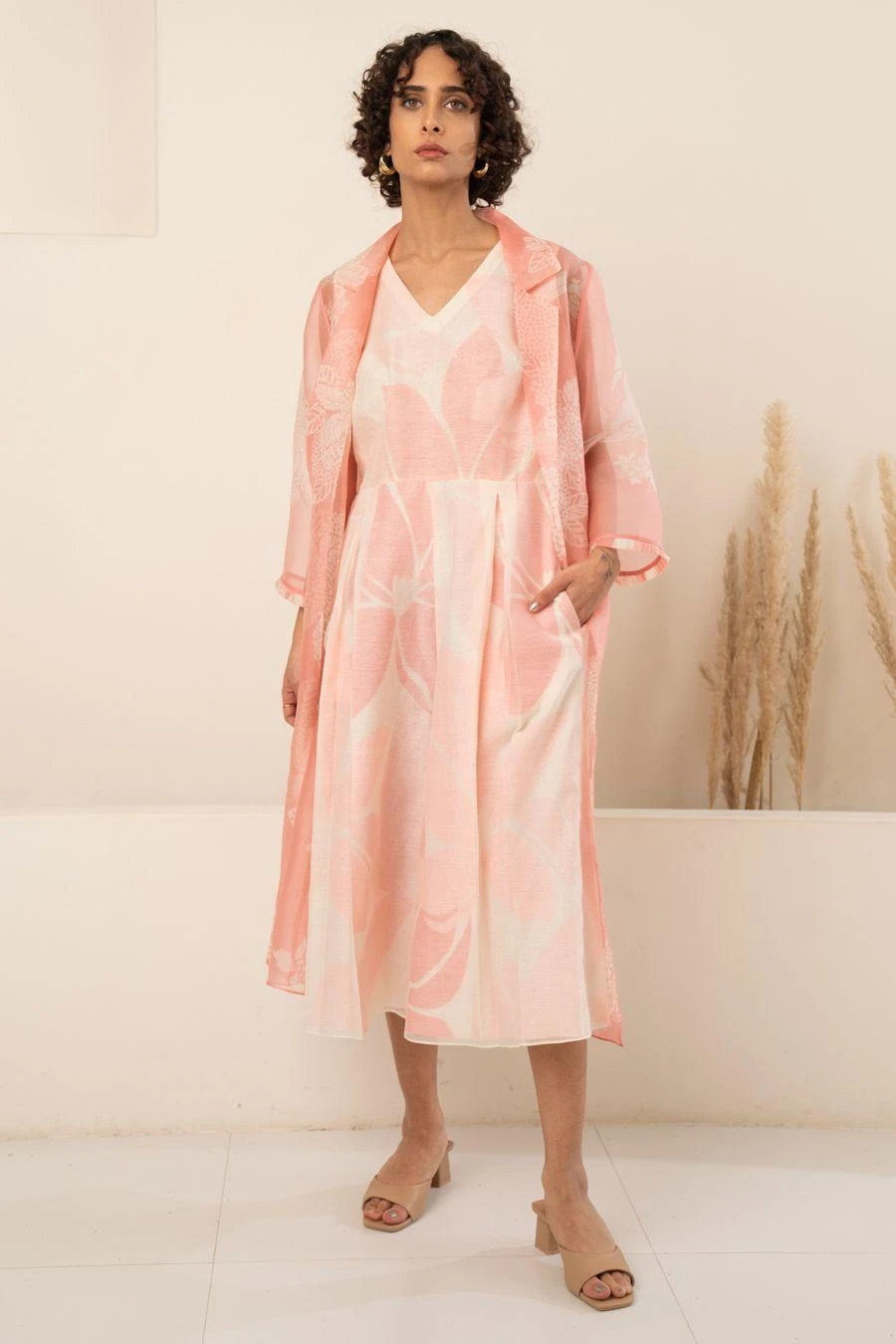 Arcvsh By Pallavi Singh Pink Floral Printed Jacket & Jumpsuit 5 Arcvsh By Pallavi Singh Pink Floral Printed Jacket & Jumpsuit - Image 5