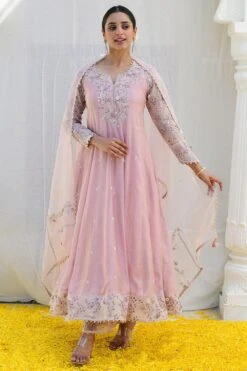 Niti Bothra Pink Floral Embellished Anarkali Set