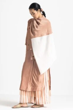 Three Champagne & Ivory Panelled Scarf