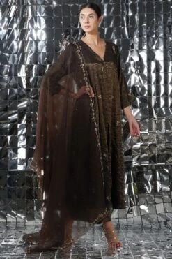 YAVI Brown Embellished Dupatta -Echo Clothing Store 159ya5 3