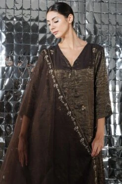 YAVI Brown Embellished Dupatta -Echo Clothing Store 159ya5 4