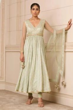 Tarun Tahiliani Sage Hand Embellished Anarkali Set