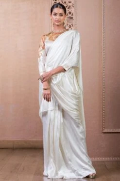 Tarun Tahiliani Ivory & Gold Hand Embellished Draped Concept Sari