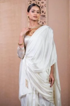 Tarun Tahiliani Ivory & Gold Hand Embellished Draped Concept Sari -Echo Clothing Store 16092023tt06 3