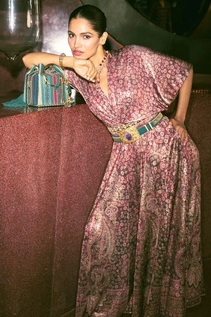 Tarun Tahiliani Maroon Embellished Jumpsuit 4 Tarun Tahiliani Maroon Embellished Jumpsuit - Image 4