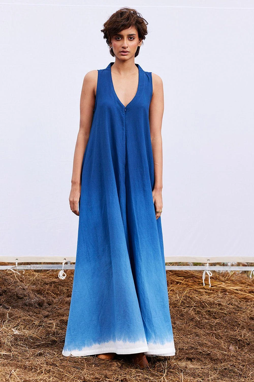 Khara Kapas Marine Blue Ombre Khadi Jumpsuit 1 Khara Kapas Marine Blue Ombre Khadi Jumpsuit