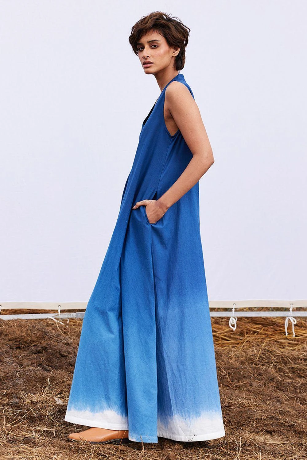 Khara Kapas Marine Blue Ombre Khadi Jumpsuit 2 Khara Kapas Marine Blue Ombre Khadi Jumpsuit - Image 2