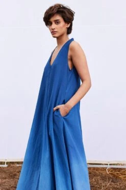 Khara Kapas Marine Blue Ombre Khadi Jumpsuit 6 Khara Kapas Marine Blue Ombre Khadi Jumpsuit -Echo Clothing Store 161223kk25 3