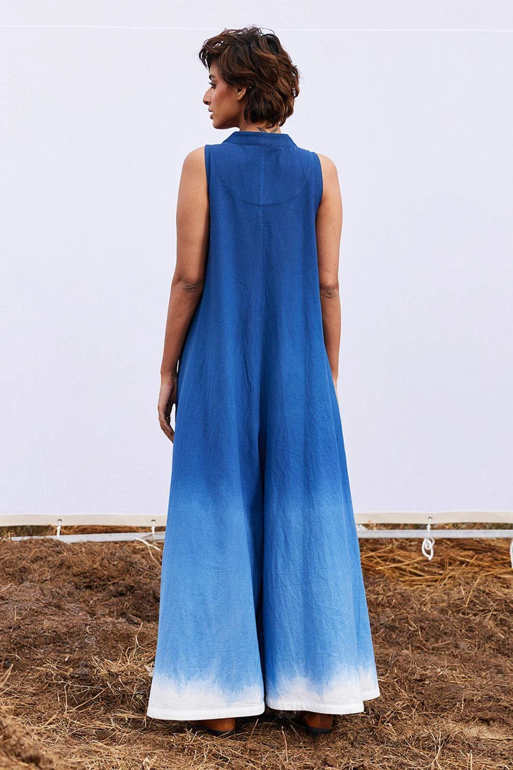 Khara Kapas Marine Blue Ombre Khadi Jumpsuit 4 Khara Kapas Marine Blue Ombre Khadi Jumpsuit - Image 4