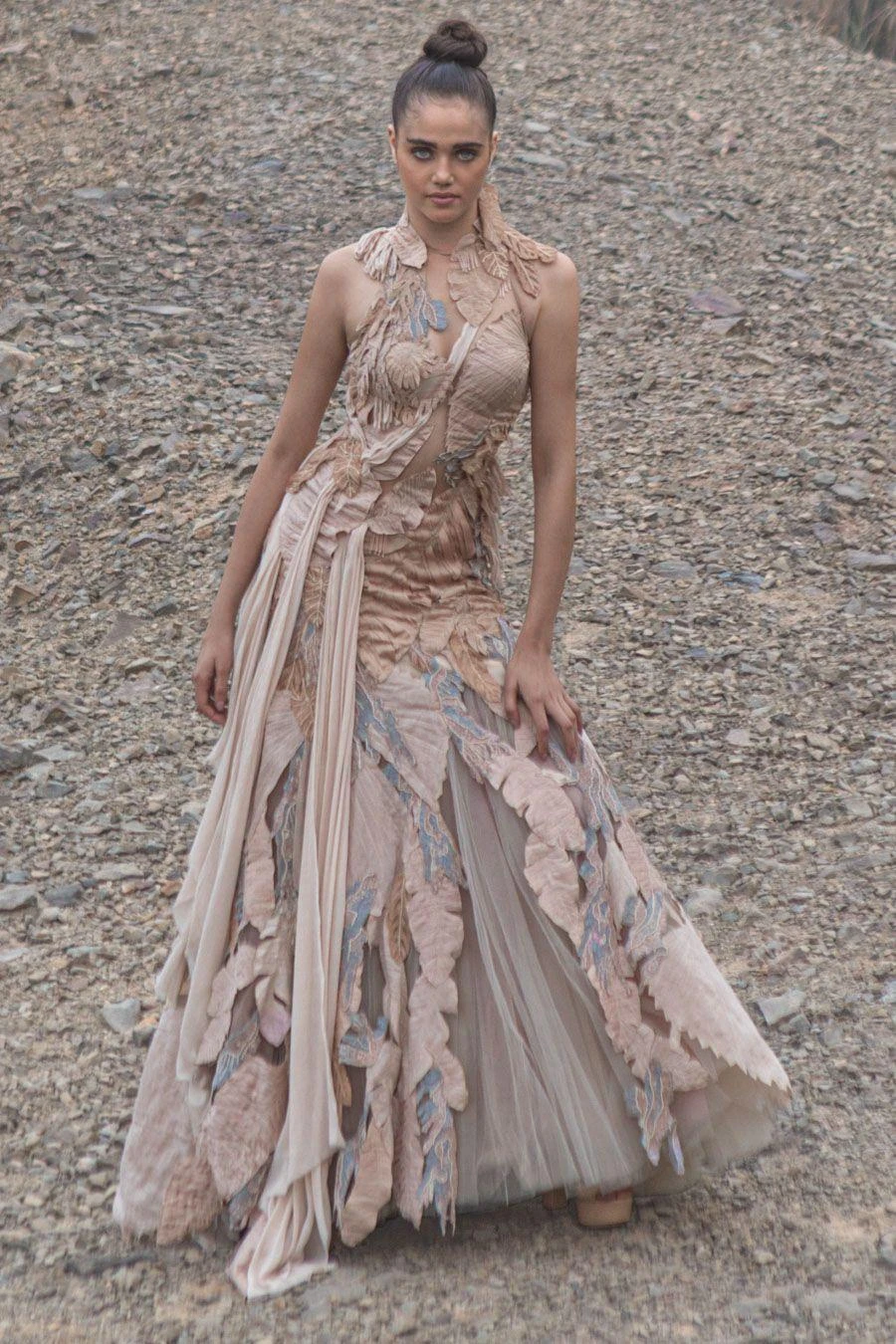 Abhishek Sharma Pink Embellished Halter Neck Gown 1 Abhishek Sharma Pink Embellished Halter Neck Gown