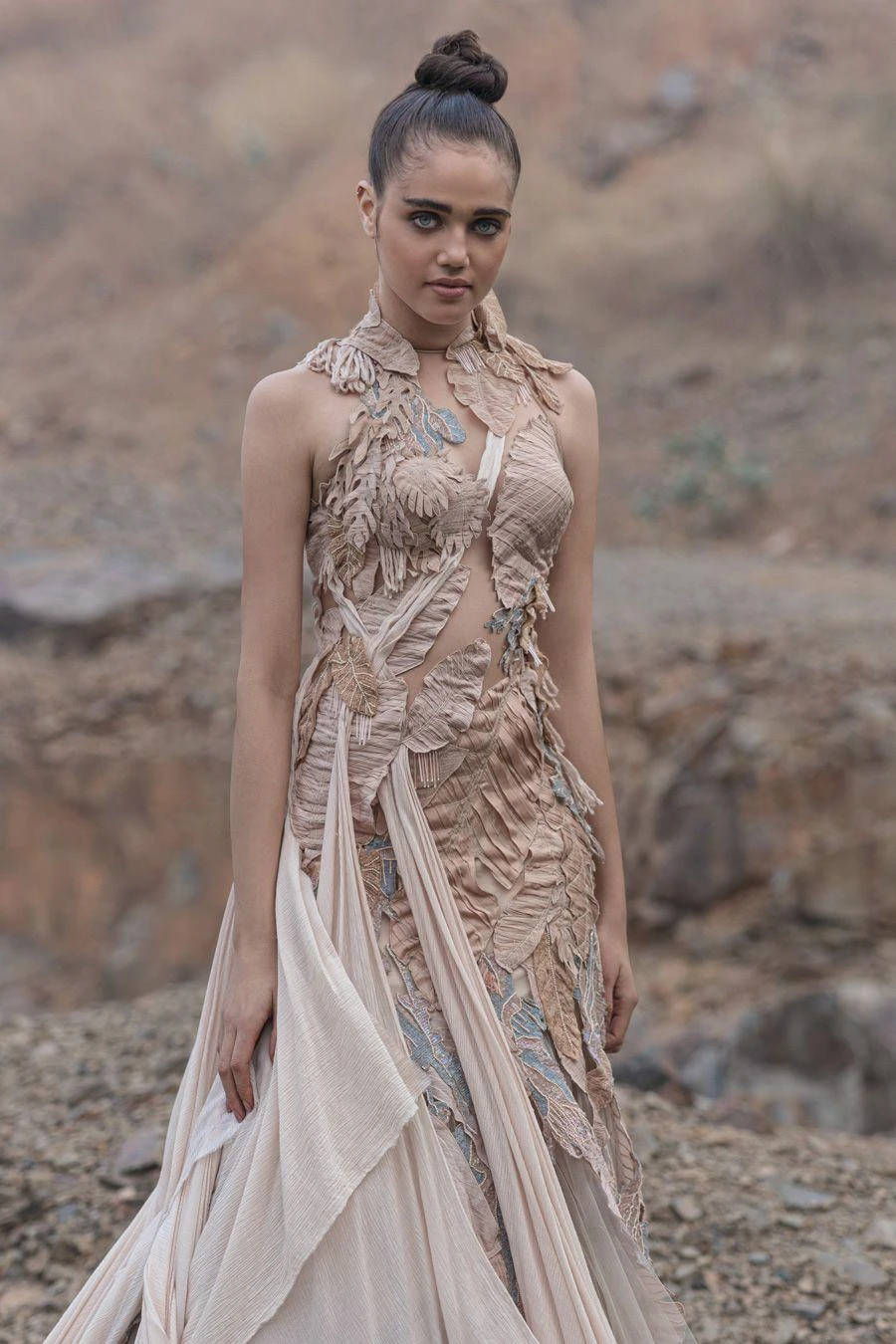 Abhishek Sharma Pink Embellished Halter Neck Gown 2 Abhishek Sharma Pink Embellished Halter Neck Gown - Image 2