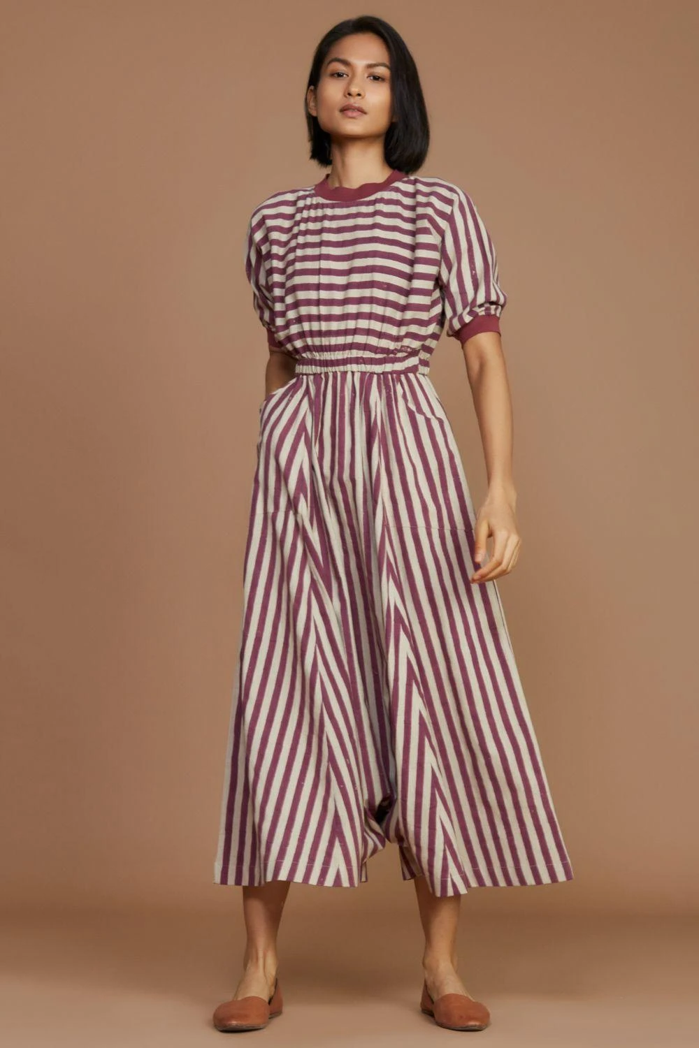 Mati Red Striped Cotton Jumpsuit 1 Mati Red Striped Cotton Jumpsuit
