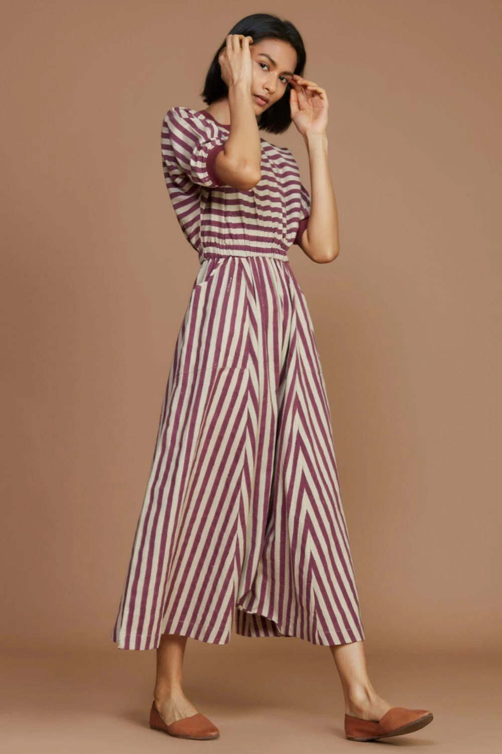 Mati Red Striped Cotton Jumpsuit 2 Mati Red Striped Cotton Jumpsuit - Image 2