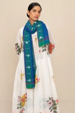 Injiri Artisanal Green Jamdani Scarf