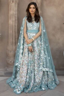 Abhinav Mishra Aqua Blue Hand Embellished Anarkali Set