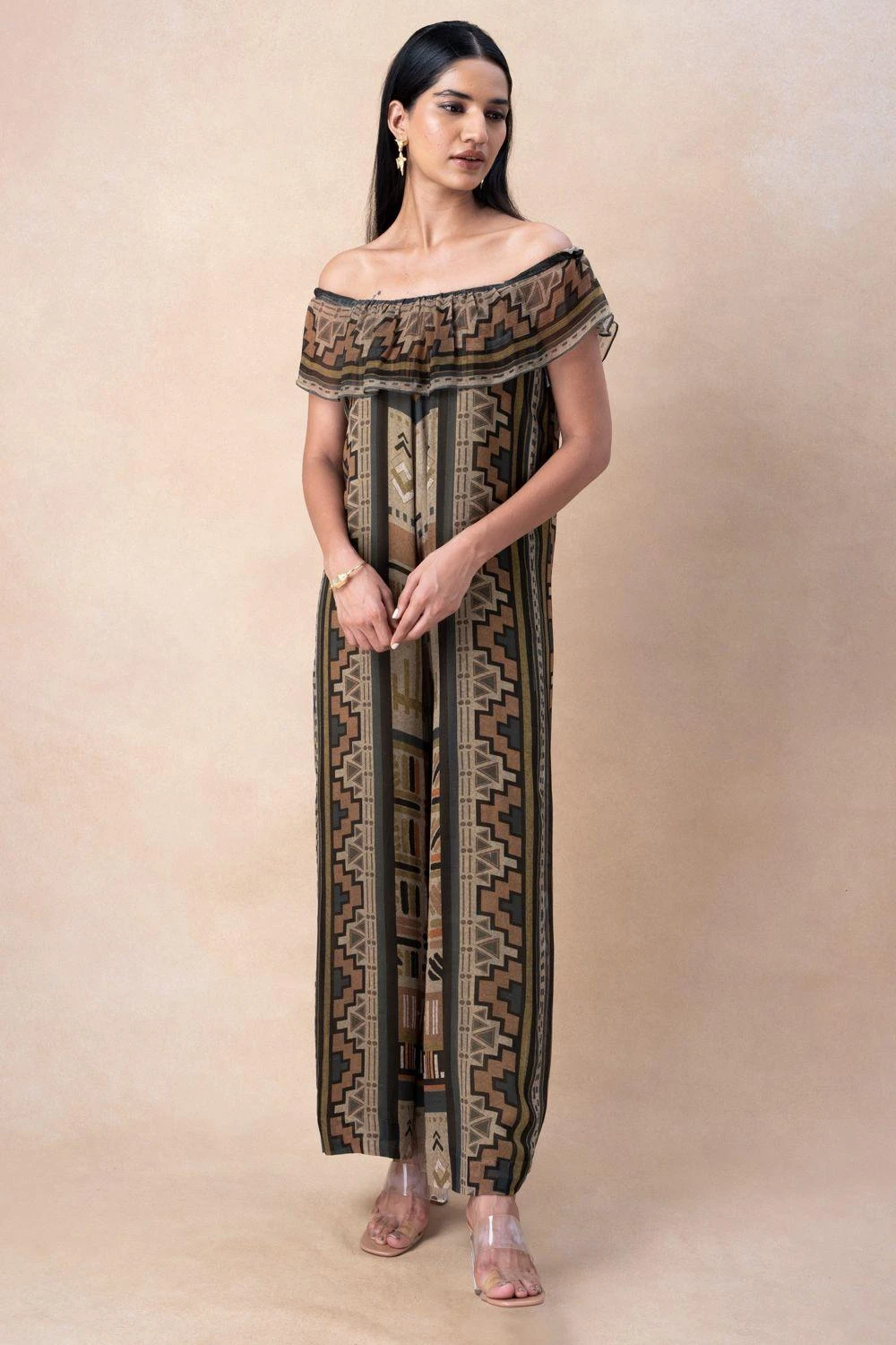 Nikita Mhaisalkar Green Aztec Print Jumpsuit 1 Nikita Mhaisalkar Green Aztec Print Jumpsuit