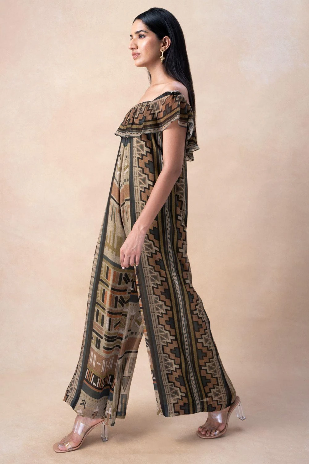 Nikita Mhaisalkar Green Aztec Print Jumpsuit 2 Nikita Mhaisalkar Green Aztec Print Jumpsuit - Image 2