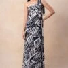 Nikita Mhaisalkar White Abstract Printed One Shoulder Dress