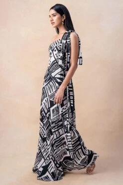 Nikita Mhaisalkar White Abstract Printed One Shoulder Dress 7 Nikita Mhaisalkar White Abstract Printed One Shoulder Dress -Echo Clothing Store 16623nm5 3