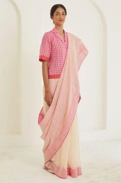 Surmaye Nostalgia Pink Fine Silk Khadi Sari