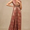 Tarun Tahiliani Wine Foil Jersey Panelled Jumpsuit