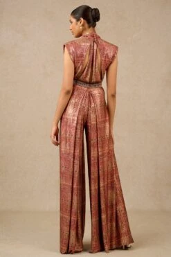 Tarun Tahiliani Wine Foil Jersey Panelled Jumpsuit 7 Tarun Tahiliani Wine Foil Jersey Panelled Jumpsuit -Echo Clothing Store 16923tt4 4