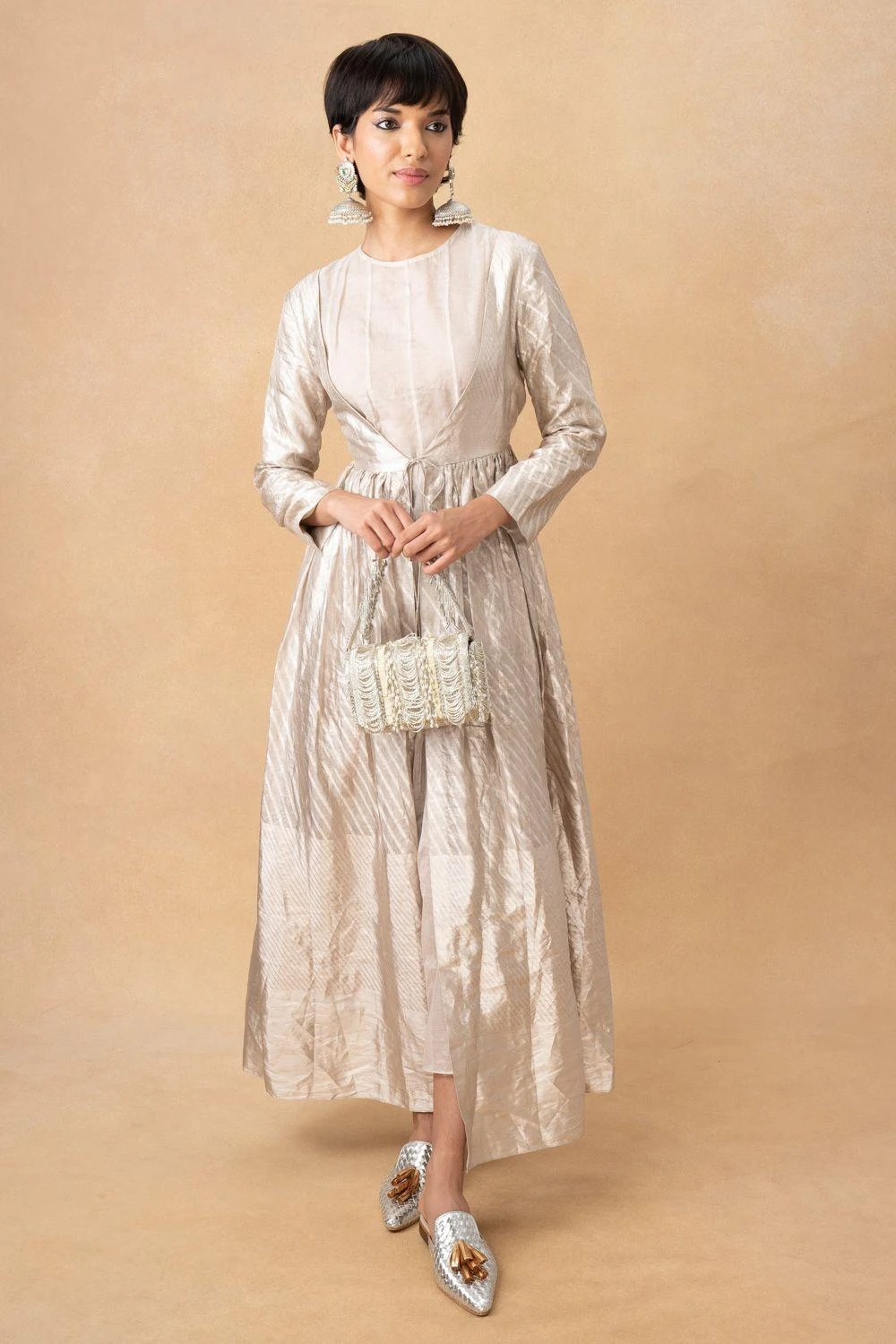 Hemang Agrawal Silver Tissue Kurta 1 Hemang Agrawal Silver Tissue Kurta