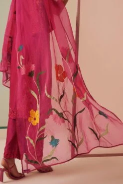 Chandrima Fuchsia Applique And Cutwork Dupatta -Echo Clothing Store 171023ca01 2