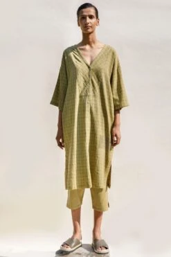 Echo Clothing Store 69 Urvashi Kaur Ochre Checkered Tunic Set