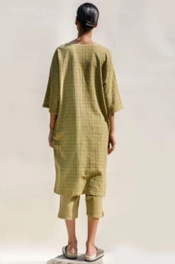 Urvashi Kaur Ochre Checkered Tunic Set -Echo Clothing Store 171123uk107 4