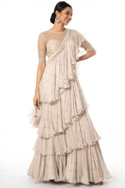 Anushree Reddy Ivory Embellished & Ruffles Sari Set -Echo Clothing Store 1711ar8 3