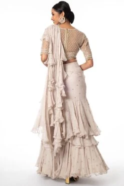 Anushree Reddy Ivory Embellished & Ruffles Sari Set -Echo Clothing Store 1711ar8 5
