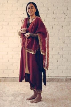 Sarang Kaur Maroon Nizam Kurta Set -Echo Clothing Store 1712sk17 3