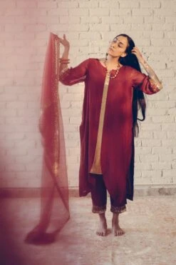 Sarang Kaur Maroon Nizam Kurta Set -Echo Clothing Store 1712sk17 4