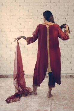 Sarang Kaur Maroon Nizam Kurta Set -Echo Clothing Store 1712sk17 5