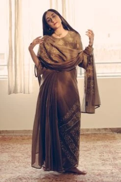 Sarang Kaur Olive Nizam Motif Sari