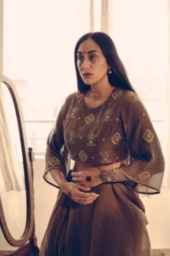 Sarang Kaur Olive Nizam Motif Sari 10 Sarang Kaur Olive Nizam Motif Sari -Echo Clothing Store 1712sk30 5