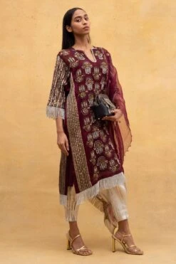 Heirloom By Rara Avis Maroon Hand Embroidered Banjara Kurta Set -Echo Clothing Store 171ra3 3