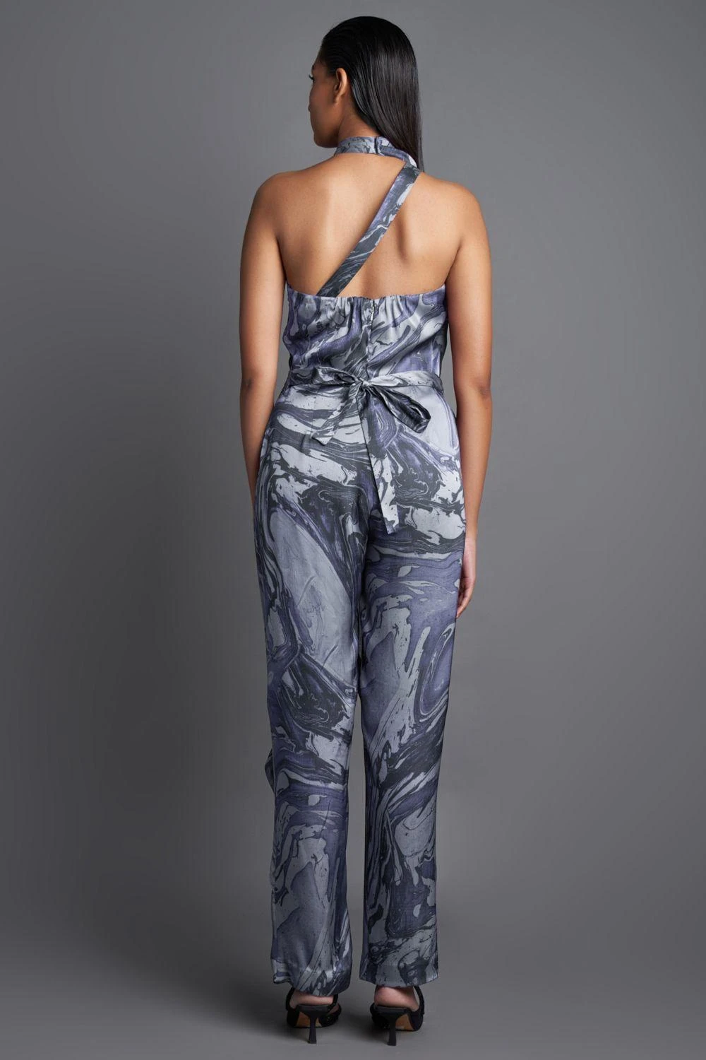 Amit Aggarwal Marbled Draped Grey Jumpsuit 3 Amit Aggarwal Marbled Draped Grey Jumpsuit - Image 3