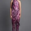 Amit Aggarwal Marbled Draped Plum Jumpsuit