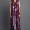 Amit Aggarwal Metallic Draped Plum Dress