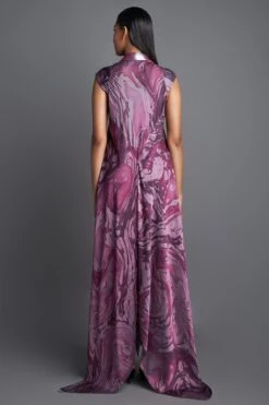 Amit Aggarwal Metallic Draped Plum Dress -Echo Clothing Store 172ag2 3